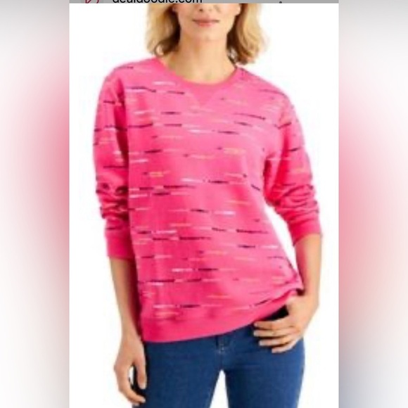 Karen Scott Sport- Hot Pink Pullover Sweatshirt - Size PL - Picture 1 of 8